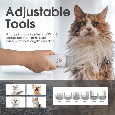 PET1005-WH Petzly Pet Grooming Vacuum Kit 7 in 1 Kit Cat Dog Pet Hair Grooming Tools