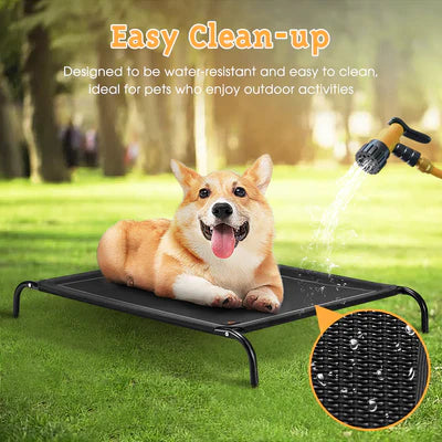 PET1007-XXL-BK Petzly Cooling Elevated Pet Dog Bed Washable Breathable Mesh Heavy Duty XXL Black