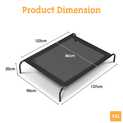 PET1007-XXL-BK Petzly Cooling Elevated Pet Dog Bed Washable Breathable Mesh Heavy Duty XXL Black