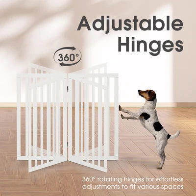 PET1014-6XL-WH Petzly Pet Gate Dog Fence Safety Barrier with Support Feet 6 Panel 80cm White
