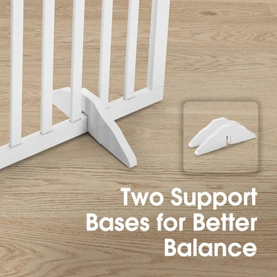 PET1014-6XL-WH Petzly Pet Gate Dog Fence Safety Barrier with Support Feet 6 Panel 80cm White