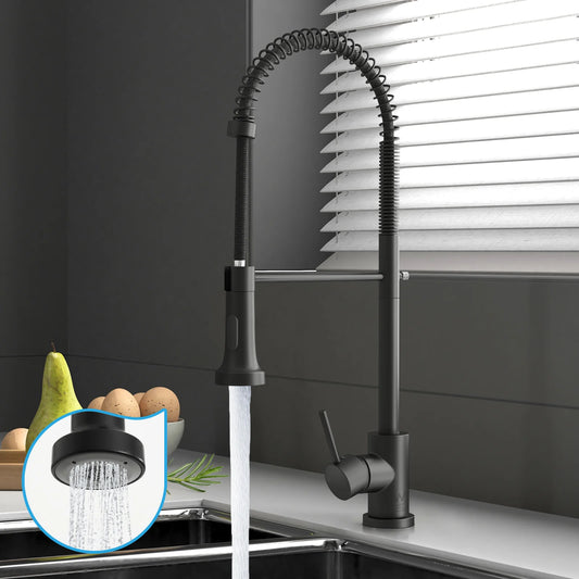 POKF-TA-663-BK Welba Kitchen Mixer Tap Pull Out Sink Faucet Basin Brass Swivel 2 Modes WELS Black