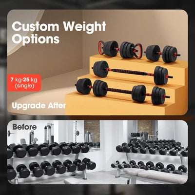 PP-GYM1010-25KG ProPulse 25KG Adjustable Dumbbell Barbell Set Home Gym Weights Exercise