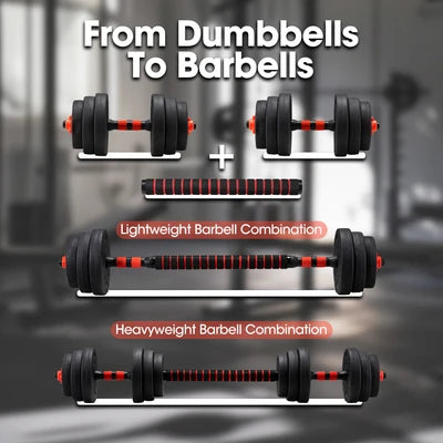 PP-GYM1010-25KG ProPulse 25KG Adjustable Dumbbell Barbell Set Home Gym Weights Exercise