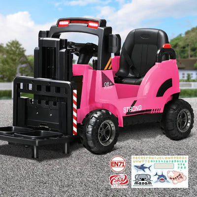 ROC-FORK-PK Mazam Ride-On Forklift Electric Car Toy for Toddlers Kids 12V Rechargeable Pink