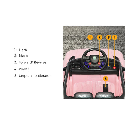 ROC-RNGRV-PK Mazam Ride On Car Electric Vehicle Toy Remote Cars Kids Gift MP3 LED light 12V