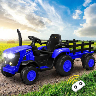 ROC-TRACTOR-XL-BU Mazam Kids Ride On Tractor Toy W/ Trailer Remote Battery Electric Operated Car