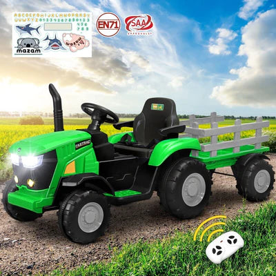 ROC-TRACTOR-XL-GN Mazam Kids Ride On Tractor Toy W/ Trailer Remote Battery Electric Operated Car