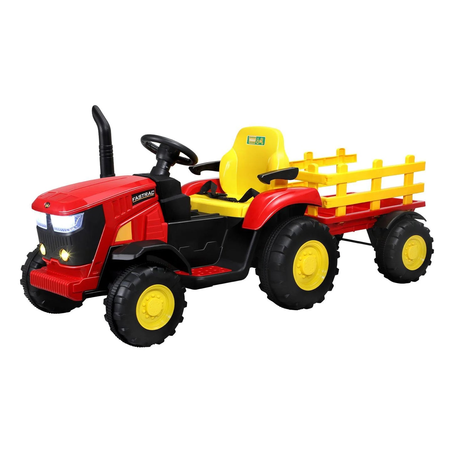 ROC-TRACTOR-XL-RD Mazam Kids Ride On Tractor Toy W/ Trailer Remote Battery Electric Operated Car