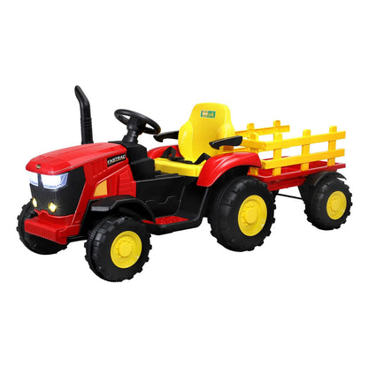 ROC-TRACTOR-XL-RD Mazam Kids Ride On Tractor Toy W/ Trailer Remote Battery Electric Operated Car