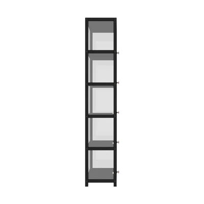 SB-DISPLAY-540-BK Oikiture Display Cabinet Slim Storage 5-Tier Shelves Clear Bookcase Rack Black