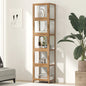 SB-DISPLAY-54SD-BR Oikiture Display Cabinet 5-Tier Slim Storage Shelves Clear Bookcase Rack Brown