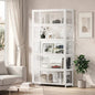 SB-DISPLAY-590-WH Oikiture Display Cabinet Storage 5-Tier Shelves Tall Clear Bookcase Rack White