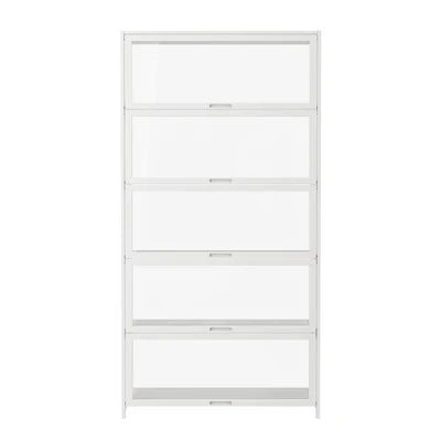 SB-DISPLAY-590-WH Oikiture Display Cabinet Storage 5-Tier Shelves Tall Clear Bookcase Rack White