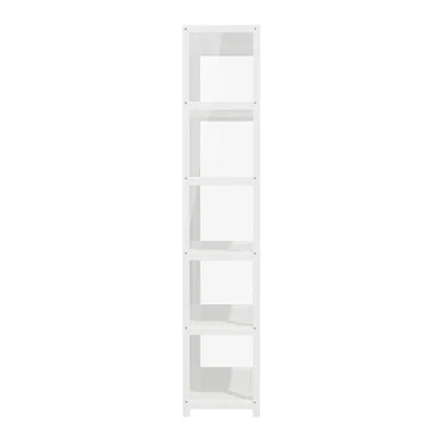 SB-DISPLAY-590-WH Oikiture Display Cabinet Storage 5-Tier Shelves Tall Clear Bookcase Rack White