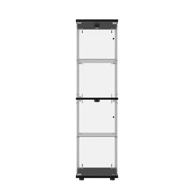 SB-EC1642-4T-BK-AB Oikiture Glass Display Cabinet 4-Tier LED Light Bookcase Clear Showcase Black