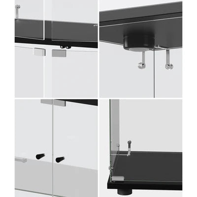SB-EC1681-4T-BK-ABC Oikiture Glass Display Cabinet 4-Tier LED Light Bookcase With 2 Doors Black