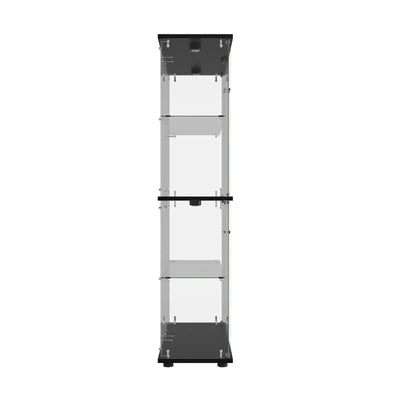 SB-EC1681-4T-BK-ABC Oikiture Glass Display Cabinet 4-Tier LED Light Bookcase With 2 Doors Black