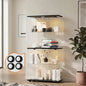 SB-EC1681-4T-BK-ABC Oikiture Glass Display Cabinet 4-Tier LED Light Bookcase With 2 Doors Black