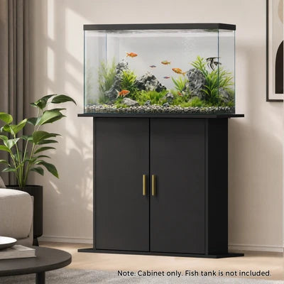 SB-FINI-2D-BK Oikiture Fish Tank Stand Aquarium Cabinet Buffet Sideboard Storage Cabinet Black