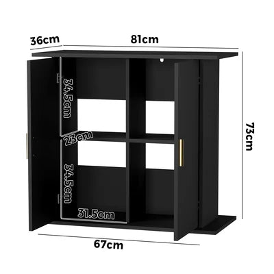 SB-FINI-2D-BK Oikiture Fish Tank Stand Aquarium Cabinet Buffet Sideboard Storage Cabinet Black