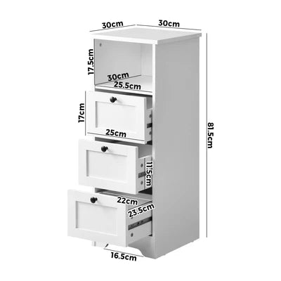 SB-HAMP-L3D-WH Oikiture Storage Cabinet Hallway Sideboard Hamptons Furniture - White
