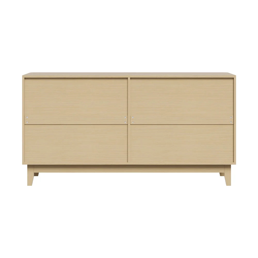 SB-HH-GLORY-4D-WD-AB Oikiture Buffet Sideboard Storage Cabinet 4 Doors Cupboard Hallway Table Natural