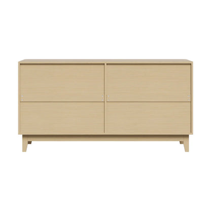 SB-HH-GLORY-4D-WD-AB Oikiture Buffet Sideboard Storage Cabinet 4 Doors Cupboard Hallway Table Natural