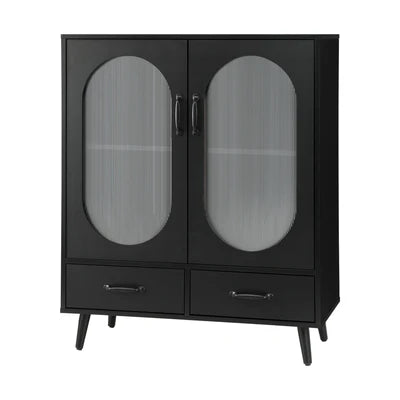 SB-KIRI-A35-BK-AB Oikiture Sideboard Buffet Bar Storage Cabinet Cupboard Hallway Console Table
