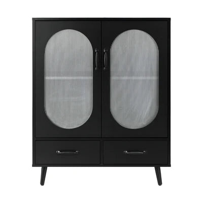 SB-KIRI-A35-BK-AB Oikiture Sideboard Buffet Bar Storage Cabinet Cupboard Hallway Console Table