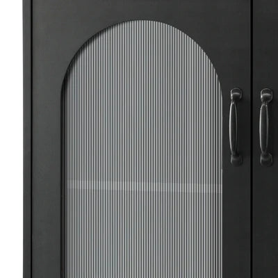 SB-KIRI-A35-BK-AB Oikiture Sideboard Buffet Bar Storage Cabinet Cupboard Hallway Console Table