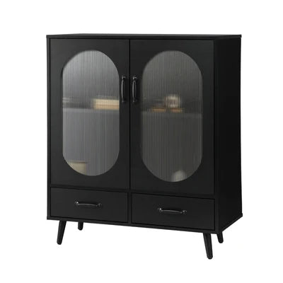 SB-KIRI-A35-BK-AB Oikiture Sideboard Buffet Bar Storage Cabinet Cupboard Hallway Console Table