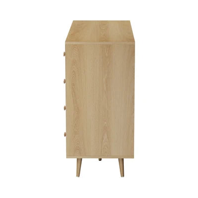SB-LISA-D2-WHWD Oikiture Buffet Sideboard Cabinet 4 Drawers Storage Cupboard Hallway Table
