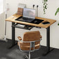 SD-LEG-120M-BK+DB-SLIM-12-OAK+DB-DRAW-PLS-BK Oikiture 120CM Electric Standing Desk with Drawer Height Adjustable Black & Oak