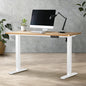 SD-LEG-140M-WH+DB-SLIM-14-OAK Oikiture Electric Standing Desk Single Motor White Frame 140CM Tabletop