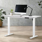 SD-LEG-140M-WH+DB-SLIM-14-WH Oikiture Electric Standing Desk Single Motor White Frame 140CM Tabletop