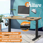 SD-LEG-M1-BK+DB-14-OAK Oikiture Electric Standing Desk Motorised Height Adjustable Sit Stand Table