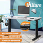 SD-LEG-M1-BK+DB-14-WH Oikiture Electric Standing Desk Motorised Height Adjustable Sit Stand Table