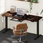 SD-LEG-M1-BK+DB-16-WN+DB-DRAW-PLS-BK Oikiture 160cm Standing Desk With Drawer Motorized Adjustable Office Table Black
