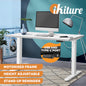 SD-LEG-M1-WH+DB-14-WH Oikiture Electric Standing Desk Motorised Height Adjustable Sit Stand Table