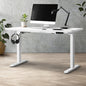SD-LEG-M2-WH+DB-15-WH Oikiture Electric Standing Desk Motorised Height Adjustable Office Desk USB Port