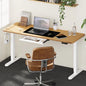 SD-LEG-M1-WH+DB-16-OAK+DB-DRAW-PLS-WH Oikiture 160cm Standing Desk With Drawer Motorized Adjustable Office Table White