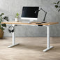 SD-LEG-M2-WH+DB-16-OAK Oikiture Electric Standing Desk Motorised Height Adjustable Office Desk USB Port
