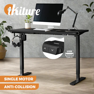 SD-LEG-S1-BK+DB-14-BK Oikiture Electric Standing Desk Single Motor 120/140/150cm