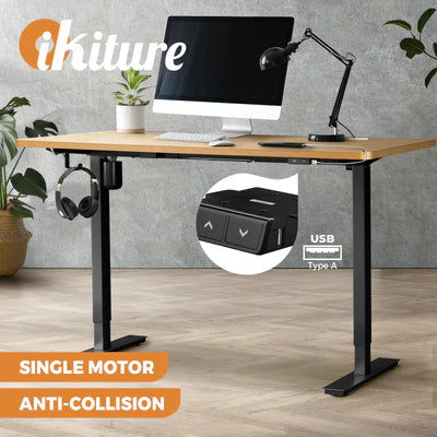 SD-LEG-S1-BK+DB-15-OAK Oikiture Electric Standing Desk Single Motor 120/140/150cm