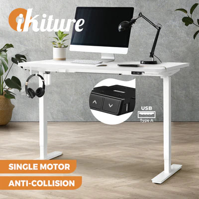 SD-LEG-S1-WH+DB-12-WH Oikiture Electric Standing Desk Single Motor 120/140/150cm