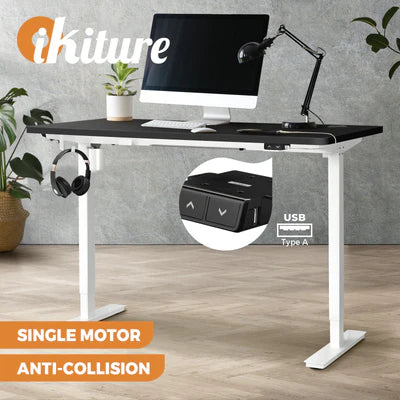 SD-LEG-S1-WH+DB-14-BK Oikiture Electric Standing Desk Single Motor 120/140/150cm
