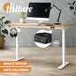 SD-LEG-S1-WH+DB-14-OAK Oikiture Electric Standing Desk Single Motor 120/140/150cm