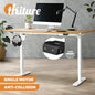 SD-LEG-S1-WH+DB-15-OAK Oikiture Electric Standing Desk Single Motor 120/140/150cm