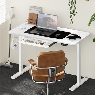 SD-LEG-S1-WH Oikiture Standing Desk Frame Only with Single Motor Electric Sit Stand Desk Adjustable Height White